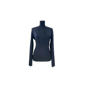 Banana Republic Black Stretch Silk V-Neck Sweater - M